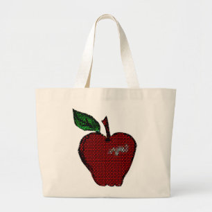 Grand Tote Bag Faux Tile Apple Design Épicerie Fourre-tout
