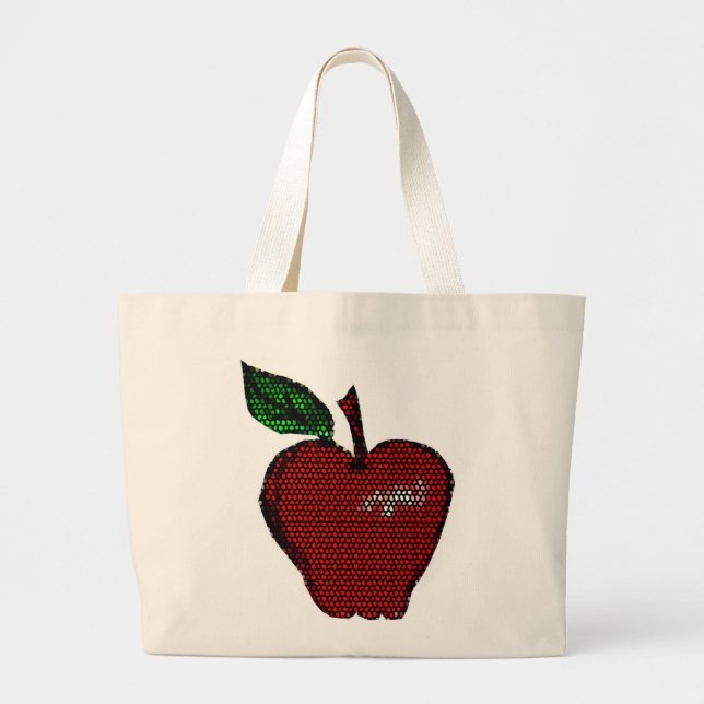 Grand Tote Bag Faux Tile Apple Design Épicerie Fourre-tout (Devant)