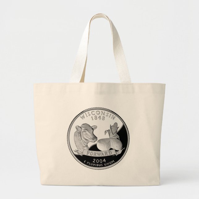 Grand Tote Bag Faux Wisconsin State Quarter Cow Cheese (Devant)