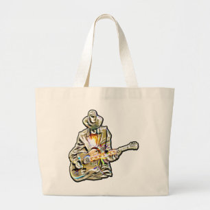 Grand Tote Bag Feel the Blues - Conception de guitare artistique
