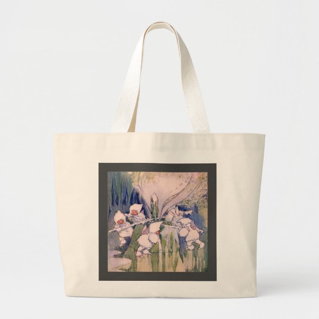 Grand Tote Bag Fées de la neige faisant de la neige  (Devant)