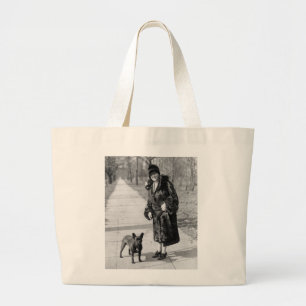 Grand Tote Bag Femme avec le bouledogue français, les années 19