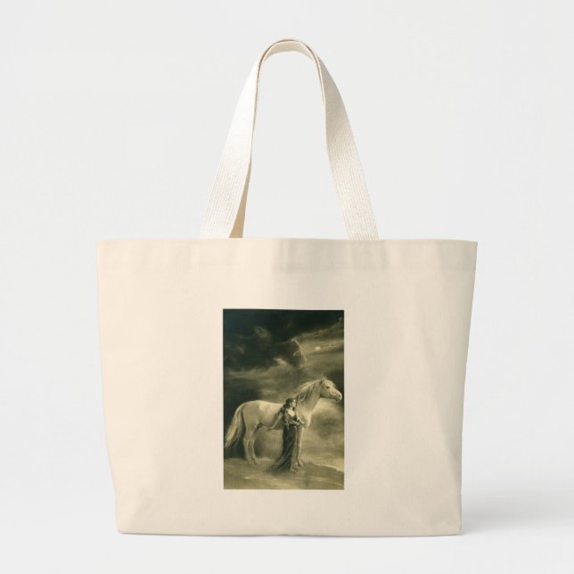 Grand Tote Bag Femme avec le cheval blanc (Devant)