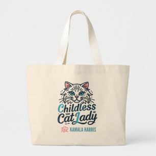 Grand Tote Bag Femme de chat sans enfant pour Kamala Harris