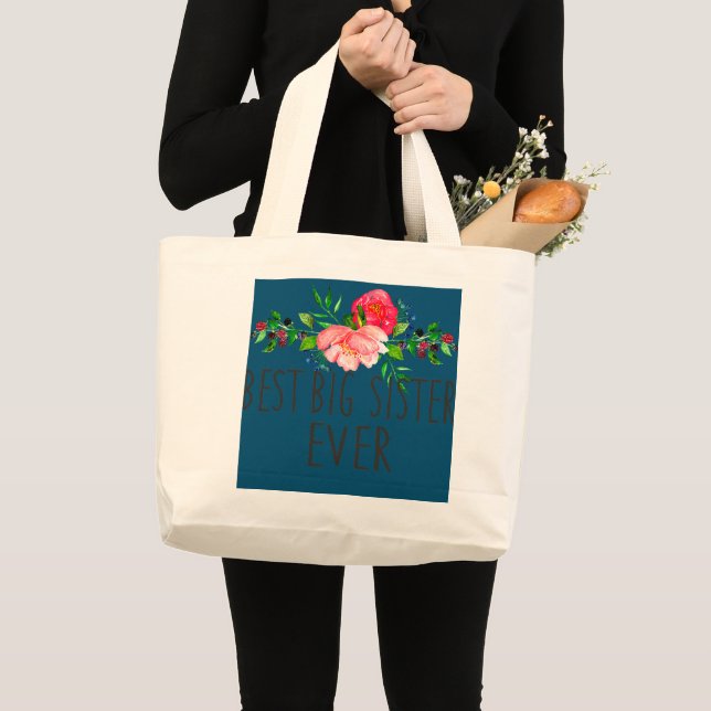 Grand Tote Bag Femme Meilleure grande soeur jamais Mère's Day Cad (Devant (produit))