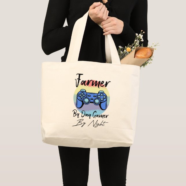 Grand Tote Bag Fermier Par Joueur De Jour Par Nuit (Devant (produit))