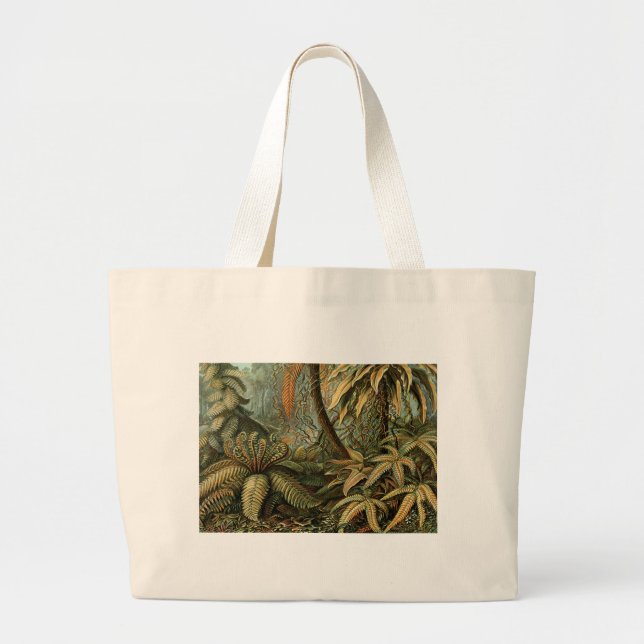 Grand Tote Bag Ferns Palm Tree Antique Botanical Ferns Art (Devant)