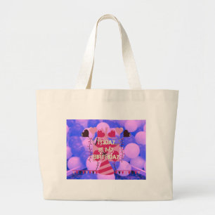 Grand Tote Bag Festive Anniversaire Design : Aujourd'hui est mon