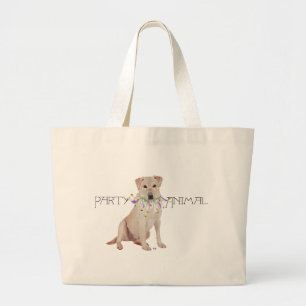 Grand Tote Bag Fête d'animaux Labrador jaune