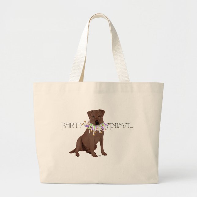 Grand Tote Bag Fête de Labrador Retriever au Chocolat (Devant)
