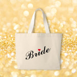 Grand Tote Bag Fête de mariage de demoiselle d'honneur enterremen<br><div class="desc">Sacs cabas géants en coton 100% élégant noir sur fond blanc, écriture, cœur rouge, stylé, polyvalent, tendance, durable pour la mariée pour la douche de mariage, enterrement de vie de jeune fille, mariage.</div>