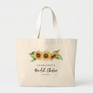Grand Tote Bag Fête des mariées botanique florale de tournesol