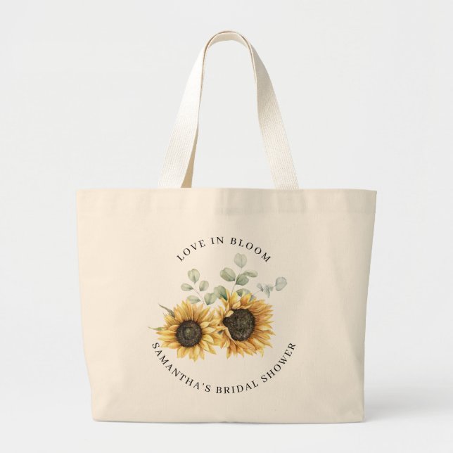 Grand Tote Bag Fête des mariées florale de fleurs de tournesol pe (Devant)