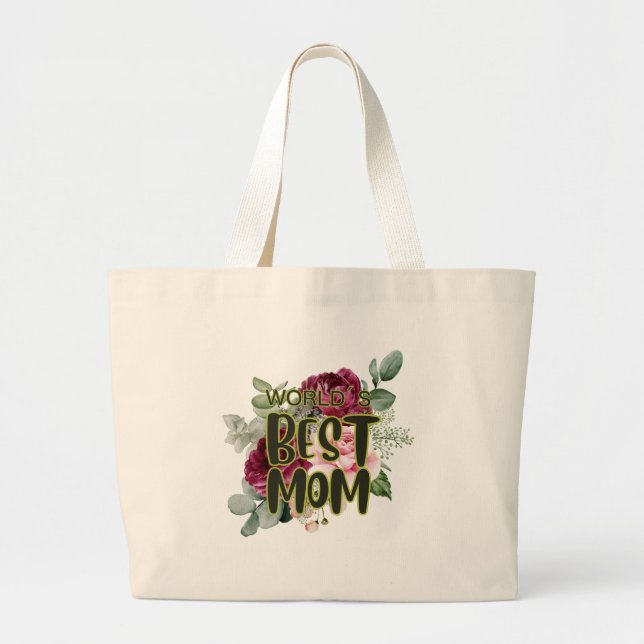 Grand Tote Bag Fête des mères botaniques florales de la meilleure (Devant)