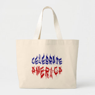Grand Tote Bag Fêter la police de drapeau de l'Amérique #2