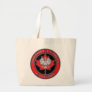 Grand Tote Bag Feuille canadienne polonaise ronde de Calgary