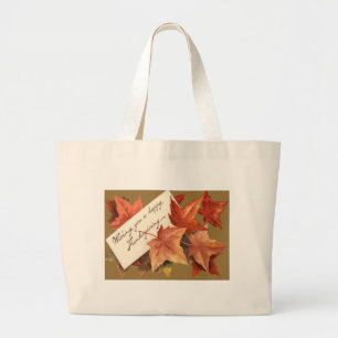 Grand Tote Bag Feuilles D'Automne Vous Souhaitant Un Bon thanksgi