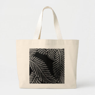 Grand Tote Bag Feuilles noirs et blancs