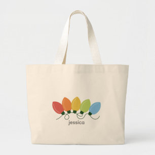 Grand Tote Bag Feux graphiques modernes Noël