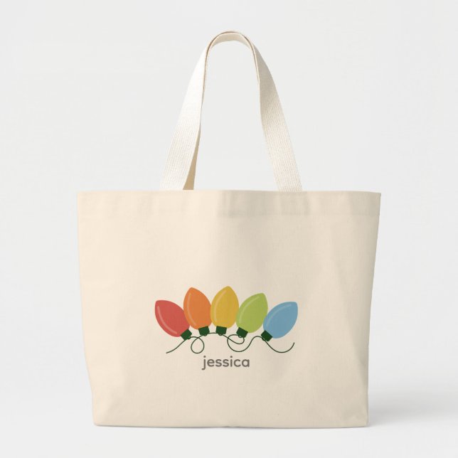 Grand Tote Bag Feux graphiques modernes Noël (Devant)