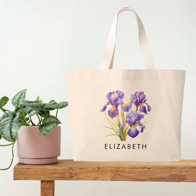 Grand Tote Bag Février Mois de naissance Fleur Cadeau personnalis (Créateur téléchargé)