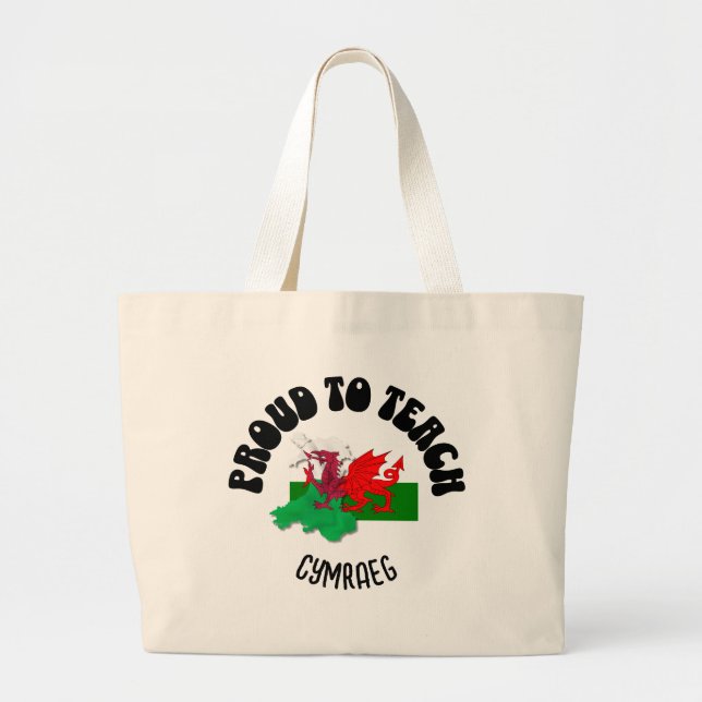Grand Tote Bag FIER D'ENSEIGNER CYMRAEG Welsh Enseignant (Devant)