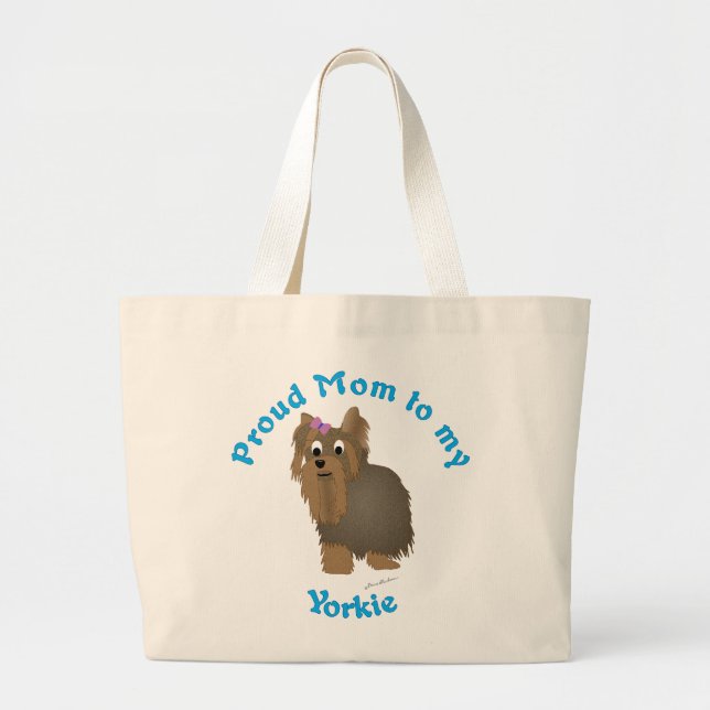 Grand Tote Bag Fier maman à mon Yorkie (Devant)
