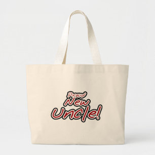 Grand Tote Bag Fier nouvel oncle - Texte rouge et noir