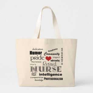 Grand Tote Bag Fierté-Attributs retirés d'infirmière+coeur rou