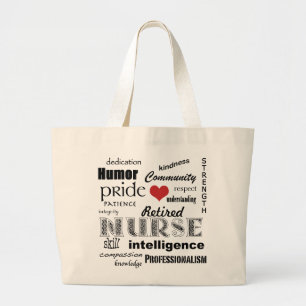 Grand Tote Bag Fierté-Attributs retirés d'infirmière+coeur rou