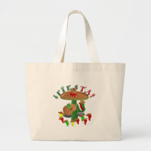 Grand Tote Bag Fiesta Cactus avec Sombrero & Guitare