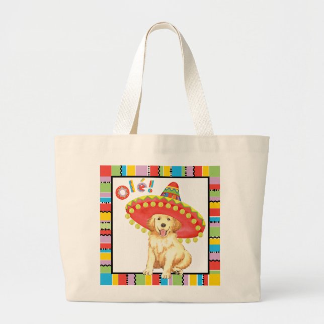 Grand Tote Bag Fiesta Golden Retriever (Devant)