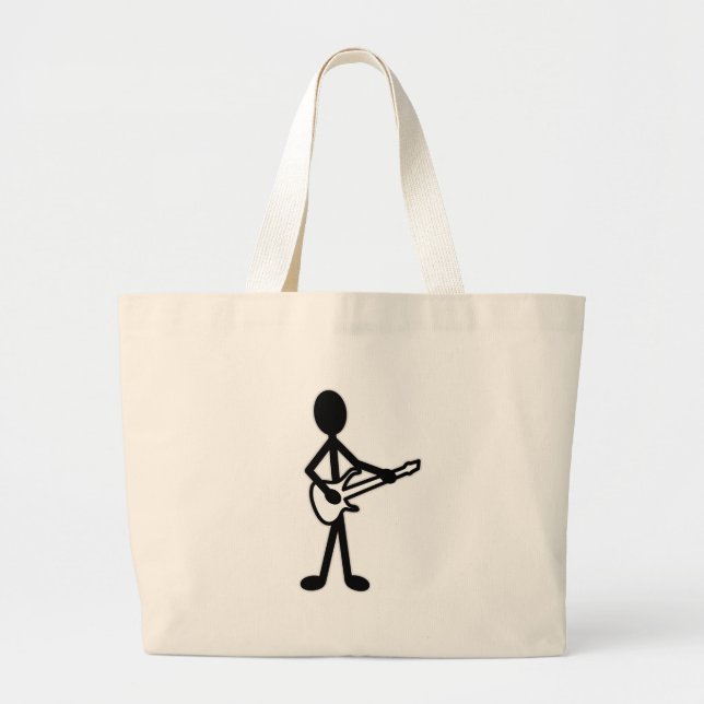 Grand Tote Bag Figure de bâton guitariste (Devant)
