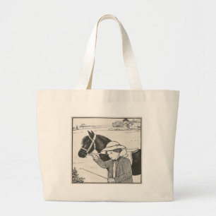 Grand Tote Bag Fille avec le poney