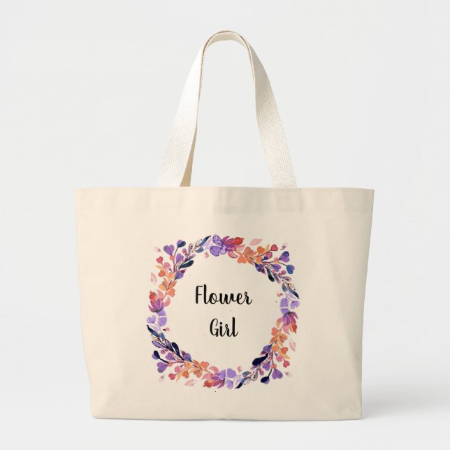 Grand Tote Bag Fille de fleurs de couronnes florales (Devant)