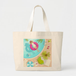 Grand Tote Bag Fille de piscine en bikini plage d'été