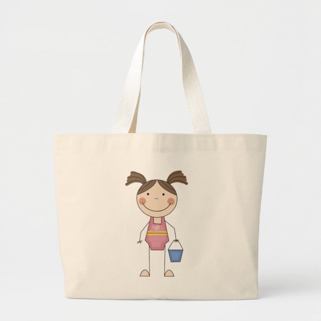 Grand Tote Bag Fille de plage avec des T-shirts et des cadeaux de (Devant)