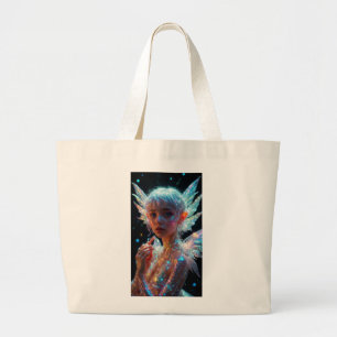Grand Tote Bag Fille Fée Magique avec des Ailes Pailletées Fantai