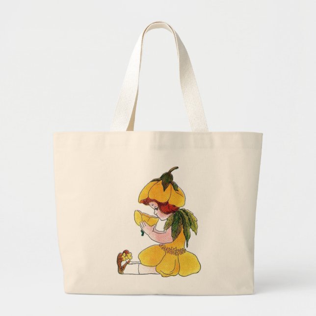 Grand Tote Bag Fille mignonne drôle d'enfant de fleur de (Devant)