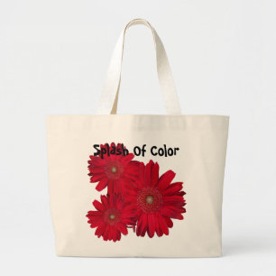 Grand Tote Bag Fin rouge de marguerite de Gerber vers le haut de
