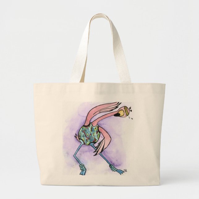 Grand Tote Bag Flamant rose de Jazzercise (Devant)