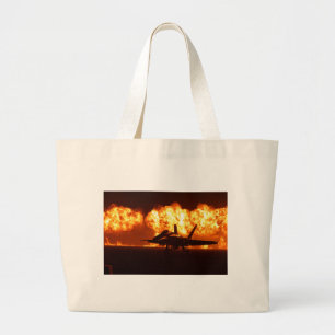 Grand Tote Bag Flammes Jet Fighter