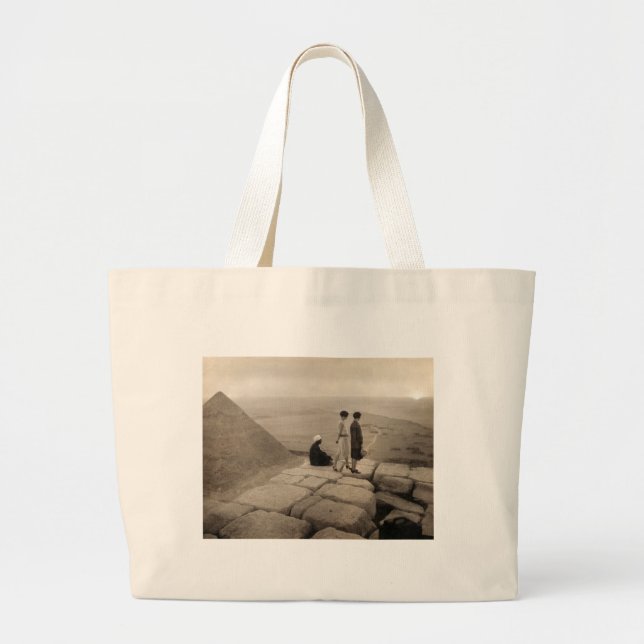 Grand Tote Bag Flapper Girls Sunrise Khufu Pyramid, Égypte 1920 (Devant)