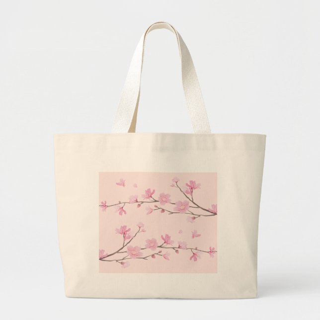 Grand Tote Bag Fleur de cerisiers - rose (Devant)