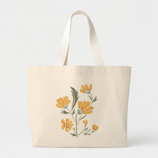 Grand Tote Bag Fleur de Cosmos Jaune Beauté simple (Devant)