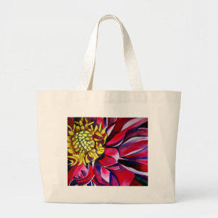 Grand Tote Bag Fleur de dahlia art floral abstrait original