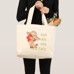 Grand Tote Bag Fleur de jardin de la tête rouge où vous êtes plan