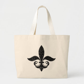 Grand Tote Bag Fleur de Lis française avec script français