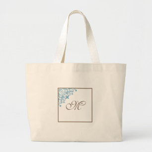 Grand Tote Bag Fleur de Lis Monogramme bleu français