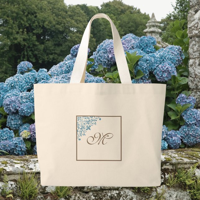 Grand Tote Bag Fleur de Lis Rouge Français Monogramme initial (Créateur téléchargé)